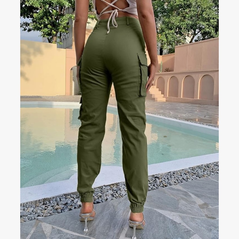 Elastic High Waisted Trouser Paper Bag Pants - Picture 2 of 12